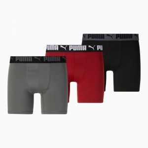 Bragas Puma Atléticos Boxer Briefs [3 Pack] Rojos Grises | 69578FKXZ