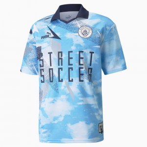 Camiseta Puma Man City Calle Soccer Soccer Azules Claro | 15836TRJB