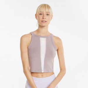 Camiseta sin Manga Puma Exhale Acanalado Entrenamiento Quail | 61583NMLA