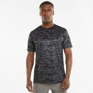 Camisetas Para Correr Puma Estampados Corta Sleeve Negros | 16547DGLW