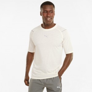 Camisetas Para Correr Puma Lana Corta Sleeve Ivory Glow Heather | 51067CIBP