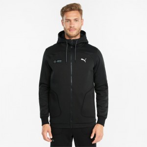 Chamarras Puma Mercedes F1 Encapuchado Sweat Negros | 73941UWQN