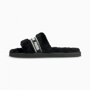 Chanclas Puma Fluff Chanclas Jr Negros Blancos | 61452BGPT