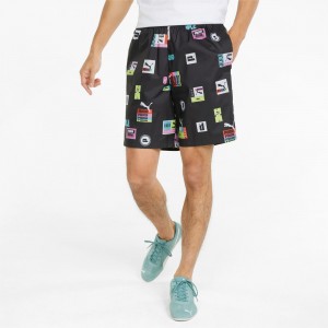 Short Puma Brand Love Printed Negros | 61809CPDJ