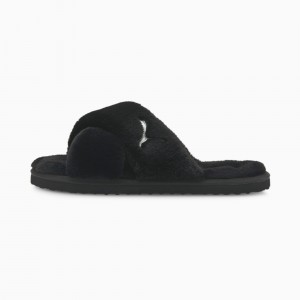 Slide Puma Fluff X Correa Negros Blancos | 91076LEGN