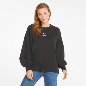 Sudadera Puma Classics Oversized Crew Negros | 49175QWKV