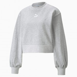 Sudadera Puma Classics Puff Sleeve Crew Neck Azules | 26538IRSV