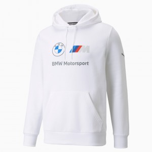 Sudadera con Capucha Puma BMW M Motorsport Essentials Fleece Blancos | 84675NIQZ