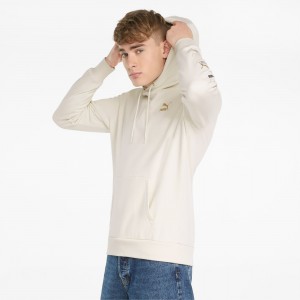Sudadera con Capucha Puma CG Estampados French Terry Ivory Glow | 35869KYDU