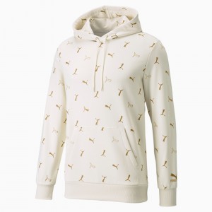 Sudadera con Capucha Puma CG Printed French Terry Ivory Glow | 92681QVLN