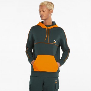 Sudadera con Capucha Puma CLSX Piped Regular Verdes | 14207HDST