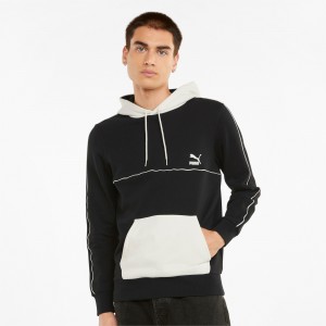Sudadera con Capucha Puma CLSX Piped Regular Negros | 52130JREK