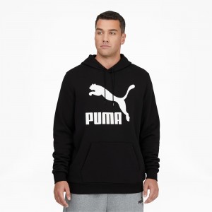 Sudadera con Capucha Puma Classic Logo Hoodie FL BT Negros Blancos | 07396ZRMD