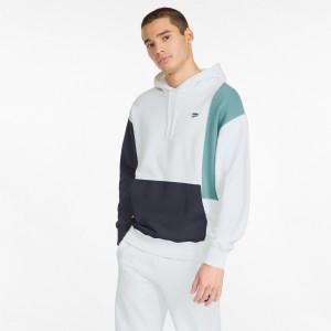 Sudadera con Capucha Puma Downtown Colorblocked Blancos | 94582OQMD