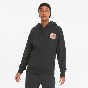 Sudadera con Capucha Puma Downtown Relaxed Negros | 08645AVXM