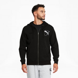 Sudadera con Capucha Puma PUMA x PUMA Full-Zip Negros | 61423UJRB