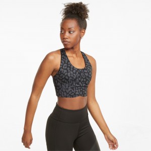 Sujetador Deportivo Puma Forever Luxe Estampados Entrenamiento Negros | 28304PTHE