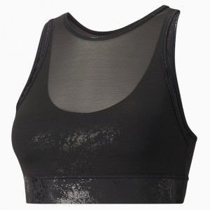 Sujetador Deportivo Puma Moda Luxe ellaVATE Entrenamiento Negros | 03698MBYQ