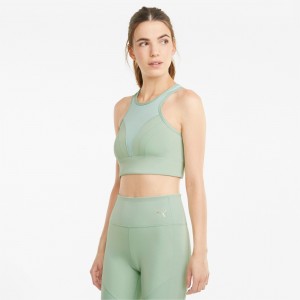 Sujetador Deportivo Puma Moto Entrenamiento Verdes | 46971PNFZ
