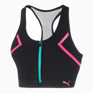 Sujetador Deportivo Puma PUMA x BARBELLS FOR BOOBS Zip Front Entrenamiento Negros | 63521PZRY