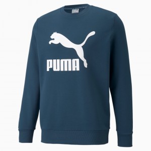 Suéter Puma Classics Logo Crew Neck Azules Blancos | 27318EKVC
