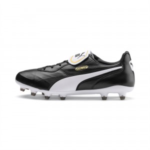 Tacos de Futbol Puma King Top FG Negros Blancos | 68531OKYI