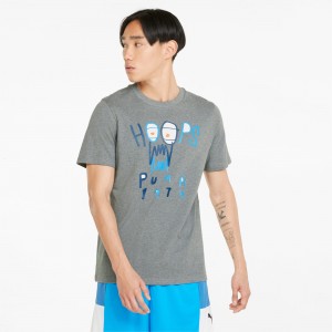 Tee Puma 4th Quarter Basketball Medium Gray Heather | 04739KNTP