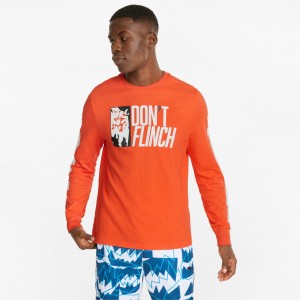 Tee Puma 4th Quarter Long Sleeve Cherry Tomato | 78026AEMG