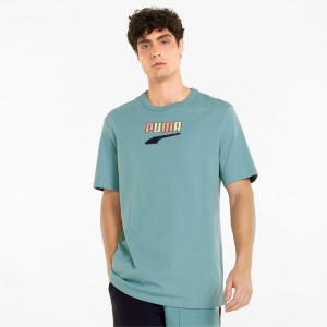 Tee Puma Downtown Logo Crew Neck Azules | 85321MLQX