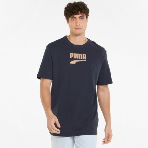 Tee Puma Downtown Logo Crew Neck Parisian Night | 81635XTOB