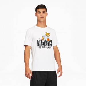Tee Puma Dylan Corta Sleeve Basketball Blancos | 65840TEFN