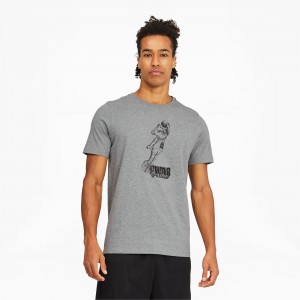 Tee Puma Dylan Corta Sleeve Basketball Medium Gray Heather | 84679YGFB