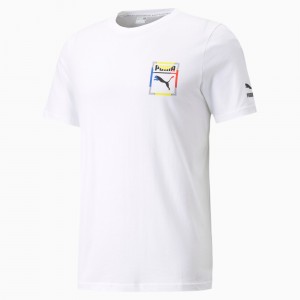 Tee Puma Estampados Box Logo Play Blancos | 72368ZSMV