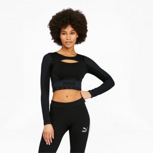 Tee Puma FORMKNIT SEAMLESS Long Sleeve Entrenamiento Negros | 16480PSHO