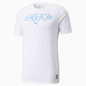 Tee Puma Manchester City FtblCore Soccer Blancos Azules Claro | 30297AUWC