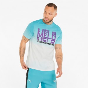 Tee Puma Melo Fade Corta Sleeve Basketball Azules | 31759ANRP