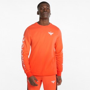 Tee Puma Not From Here Long Sleeve Basketball Rojos | 05184HLFD
