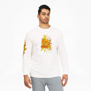 Tee Puma PUMA x BRITTO Long Sleeve Blancos | 59346WTZG