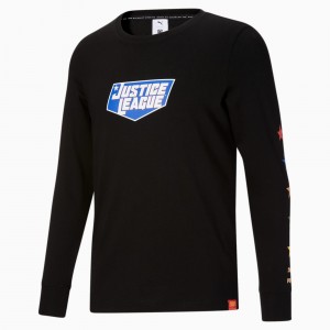 Tee Puma PUMA x DC Justice League Long Sleeve Negros | 53028QKBO