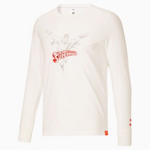 Tee Puma PUMA x DC Justice League Superman Long Sleeve Blancos | 67843VKJT