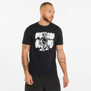 Tee Puma Qualifier Basketball Corta Sleeve Negros | 32560RWBX