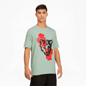 Tee Puma Qualifier Basketball Corta Sleeve Verdes | 39670ZQNL