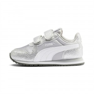 Tenis Puma Cabana Racer Glitz Ac Inf Plateados Blancos | 63281VLFI