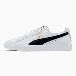 Tenis Puma Clyde Core Foil Blancos Negros Dorados | 03916GQXP