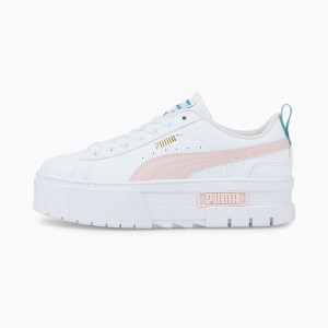 Tenis Puma Mayze Cuero Jr Blancos Rosas | 27843KYPM