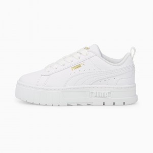 Tenis Puma Mayze Cuero Little Blancos Dorados | 72831WTDQ