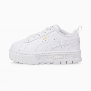 Tenis Puma Mayze Cuero Toddler Blancos Dorados | 74358ECOS