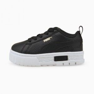 Tenis Puma Mayze Cuero Toddler Negros Dorados | 97241CKSB