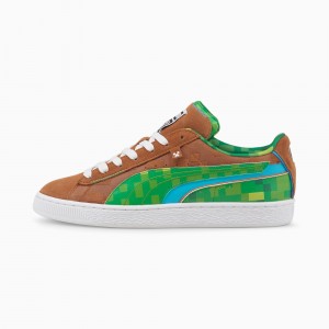 Tenis Puma PUMA x MINECRAFT Suede Marrom Verdes | 54916NDXT