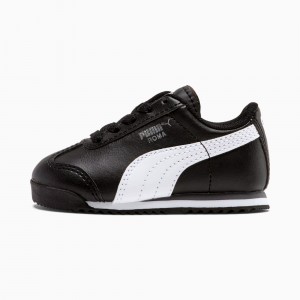Tenis Puma Roma Basic Toddler Negros Blancos Plateados | 40965XCMQ